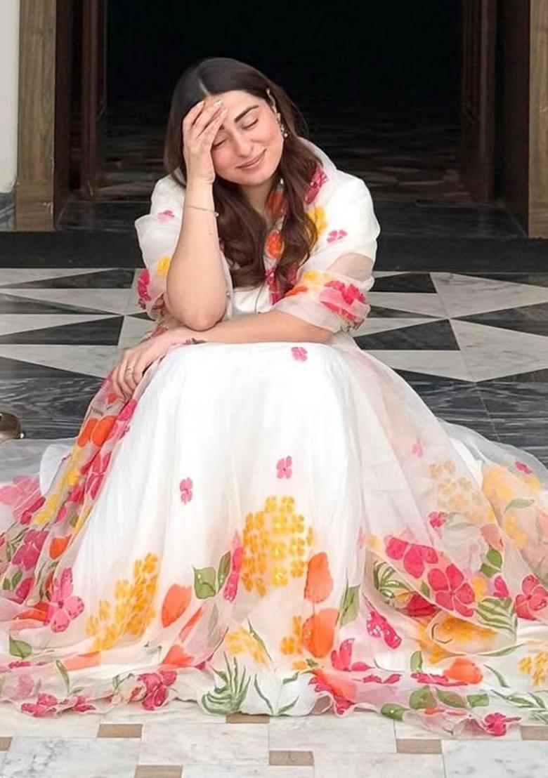 White Sequins Work Silk Lehenga Choli