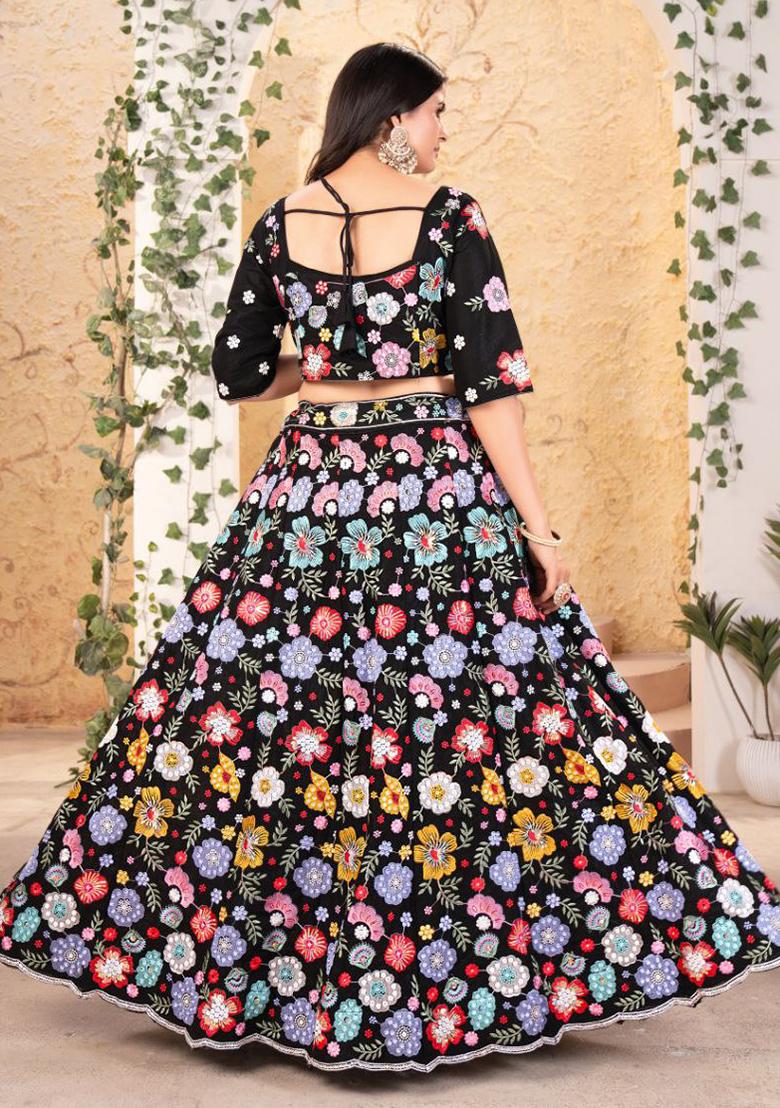 Black Sequins Work Faux Georgette Lehenga Choli