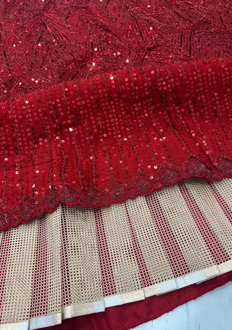 Red Sequins Work Faux Georgette Lehenga Choli