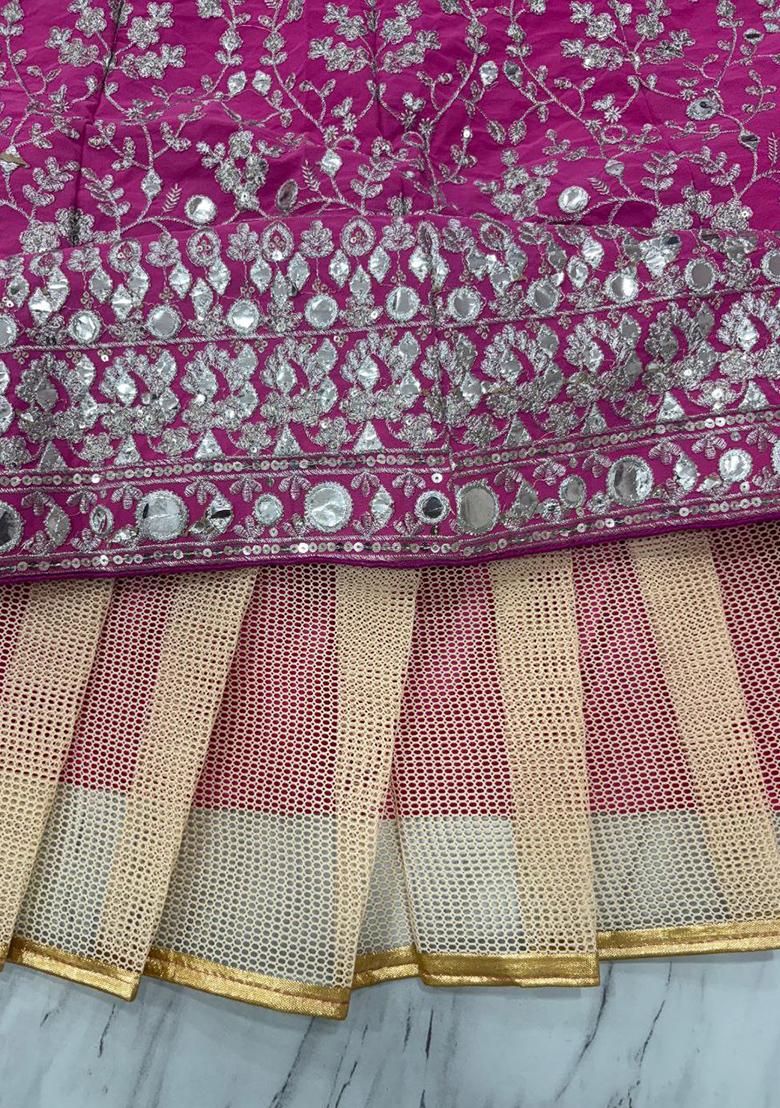 Pink Sequins Work Faux Georgette Lehenga Choli