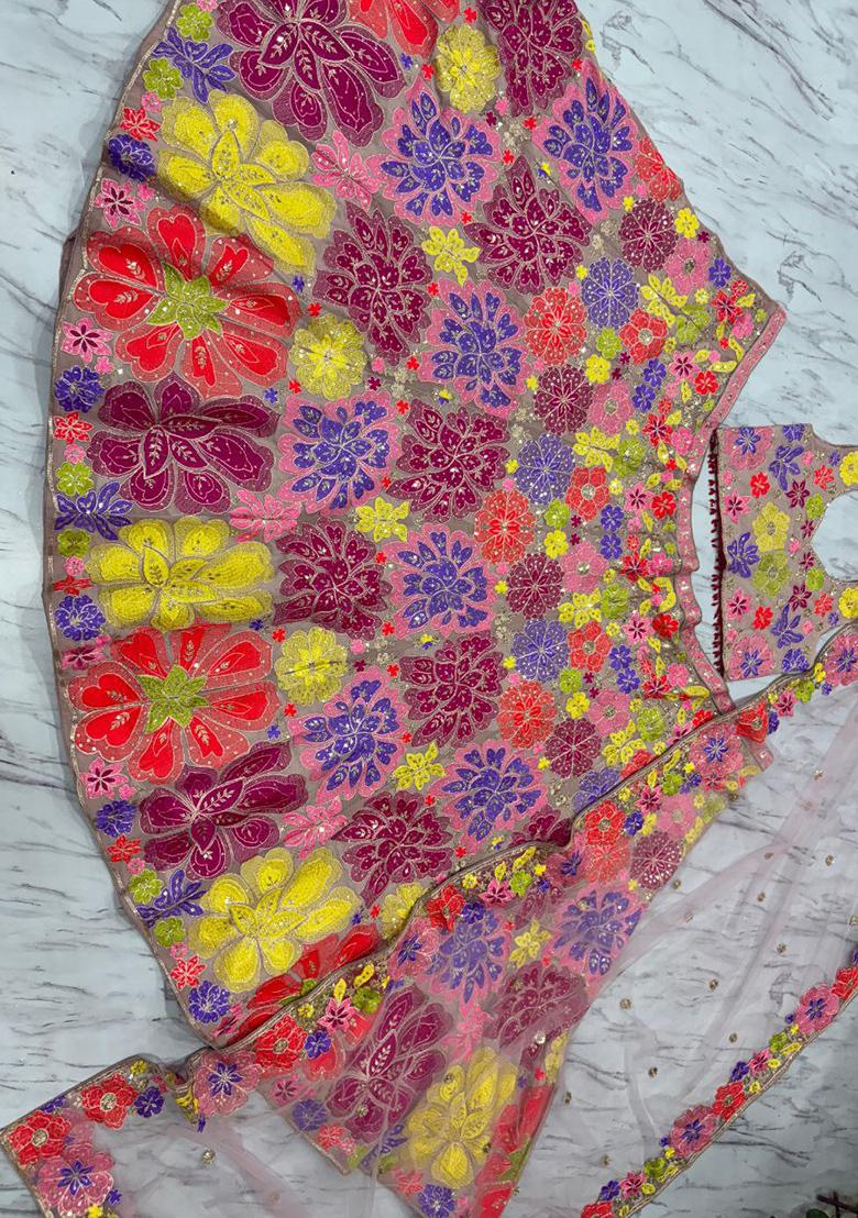 Multi Sequins Work Faux Georgette Lehenga Choli