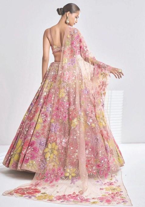 Multi Sequins Work Faux Georgette Lehenga Choli