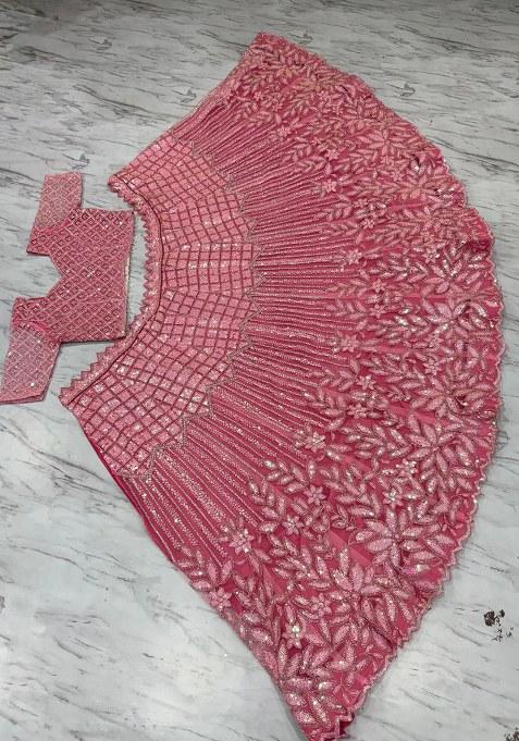 Pink Sequins Work Net Lehenga Choli