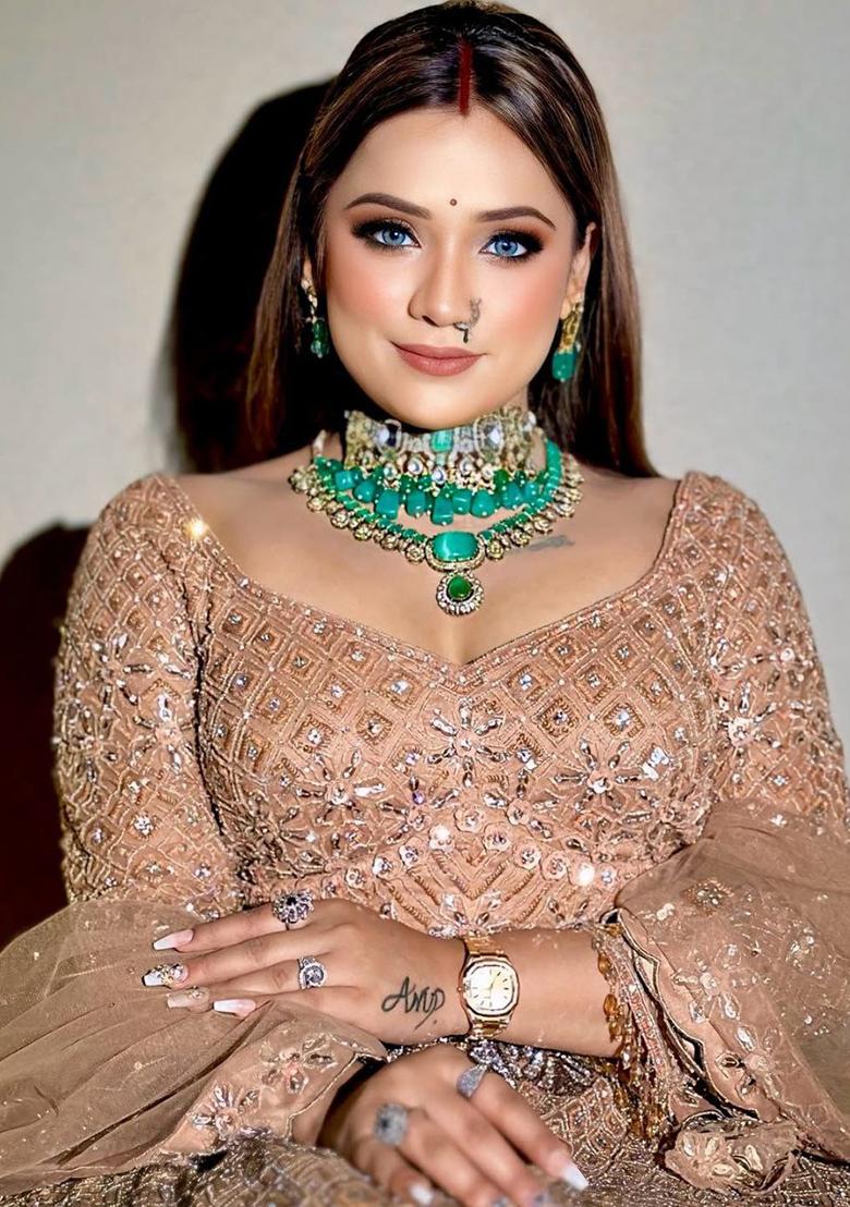 Gold Sequins Work Net Lehenga Choli