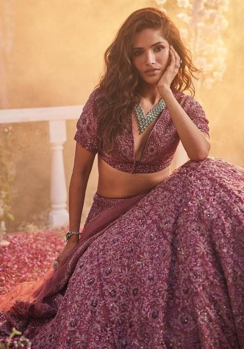 Pink Sequins Work Silk Lehenga Choli