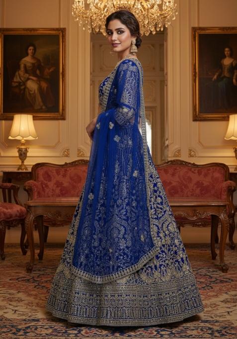 Dusty Rose Heavy Sequins Net Lehenga Set