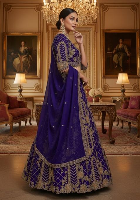 Pink Coding Sequins Work Silk Lehenga Set