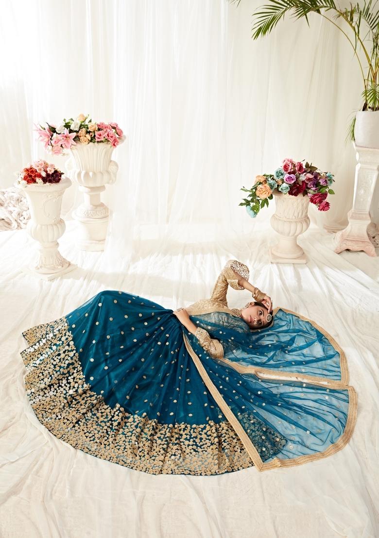 Morepeach Embroidery Work Net Lehenga Set - Indya