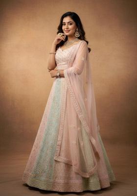 Treeton Sequence Embroidery Stich Work Faux Georgette Lehenga Set