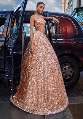 Golden Sequence Work Net Lehenga Set