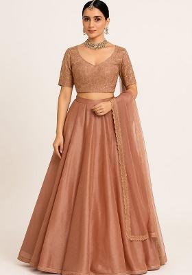 Golden Sequins Silk Lehenga Set