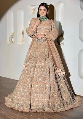 Golden Embellished Net Lehenga Set