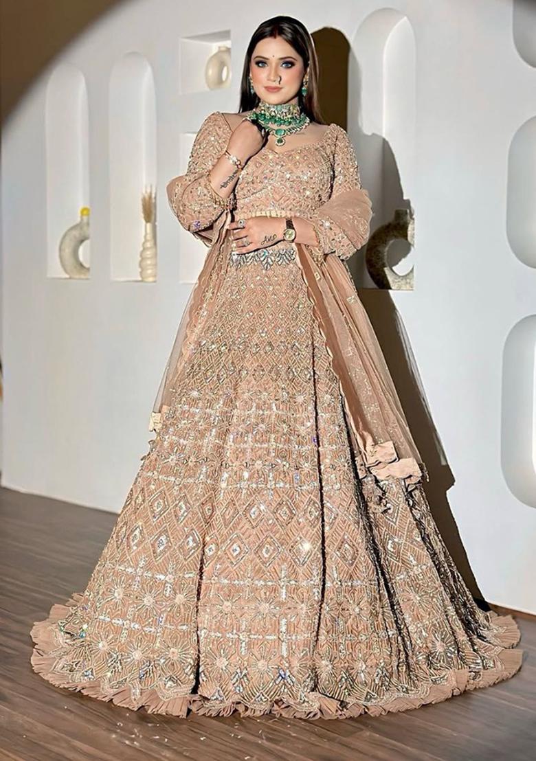 Golden Embellished Net Lehenga Set