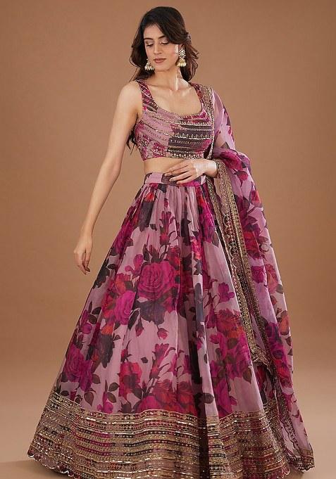 Pink Embroidery Organza Lehenga Choli