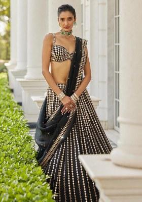 Black Embroidery Silk Blend Lehenga Choli