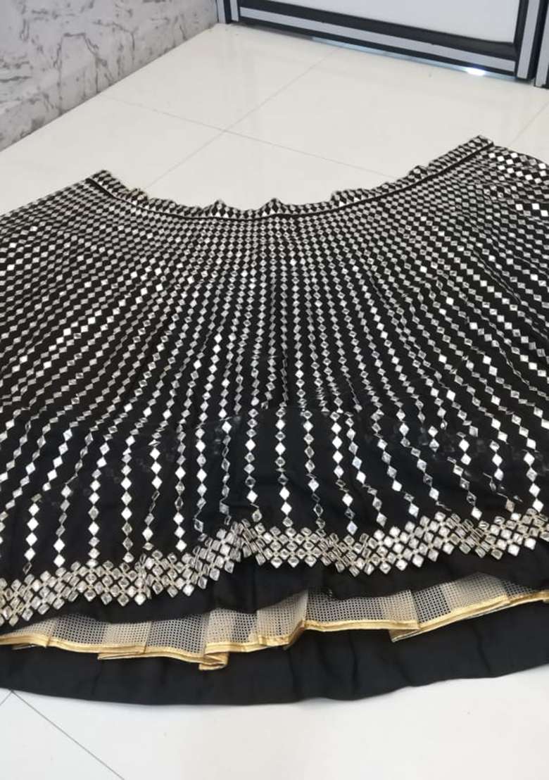 Black Embroidery Silk Blend Lehenga Choli for Diwali and Festive Wear - Indya