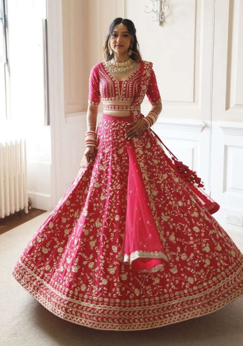 Gajri Embroidery Silk Blend Lehenga Choli for Diwali and Festive Wear - Indya