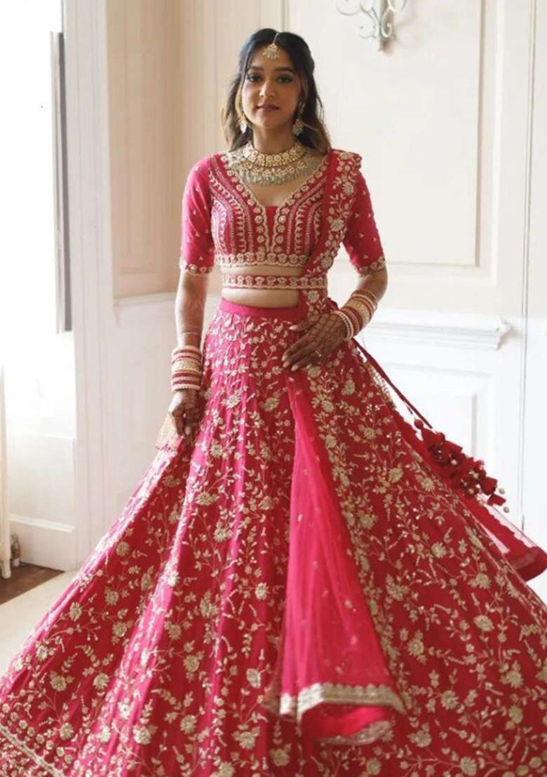 Gajri Embroidery Silk Blend Lehenga Choli for Diwali and Festive Wear - Indya