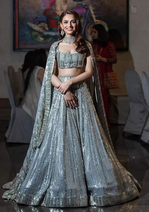 Grey Embroidery Georgette Lehenga Choli