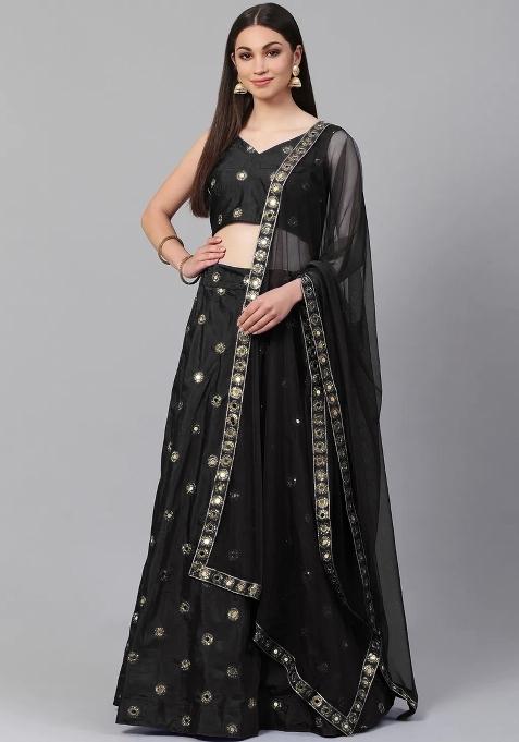 Black Mirror Taffeta Lehenga Set