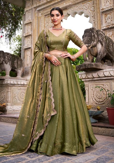 Mehendi Embroidery Fendi Lehenga Choli