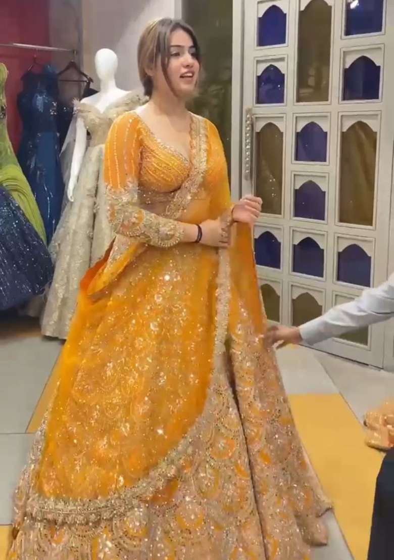 Multicolor Georgette Lehenga Set with Embroidery for Diwali | Wedding & Festive Wear - Indya