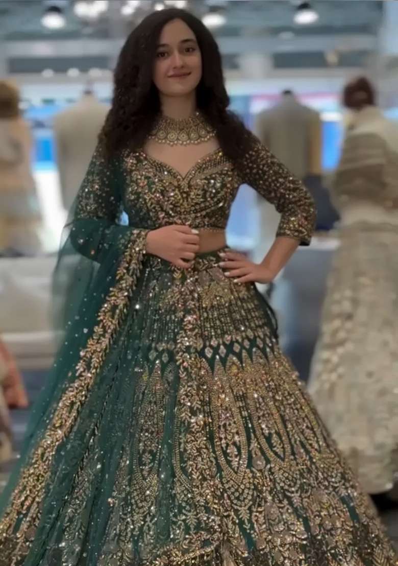 Multicolor Net Lehenga Set with Embroidery for Diwali | Wedding & Festive Wear - Indya