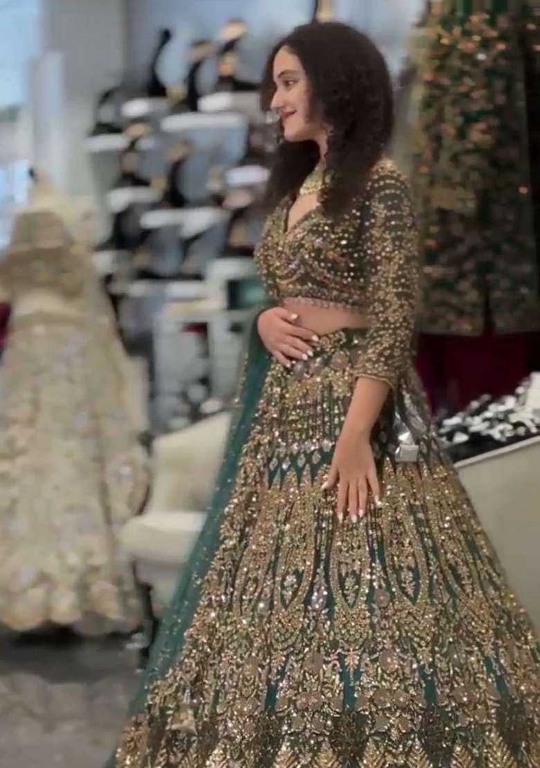 Multicolor Net Lehenga Set with Embroidery for Diwali | Wedding & Festive Wear - Indya