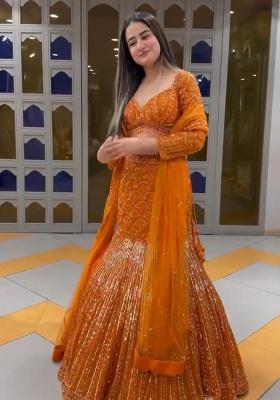 Multicolor Embroidery Georgette Lehenga Set