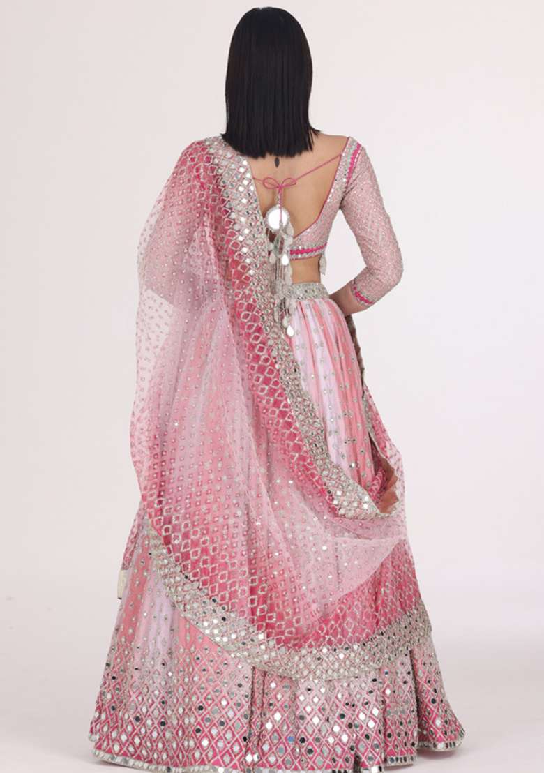 Multicolor Georgette Lehenga Set with Embroidery for Diwali | Wedding & Festive Wear - Indya