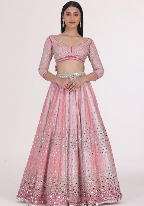 Multicolor Embroidery Georgette Lehenga Set