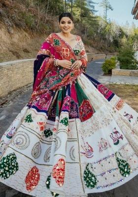 Multicolor Printed Silk Blend Lehenga Set
