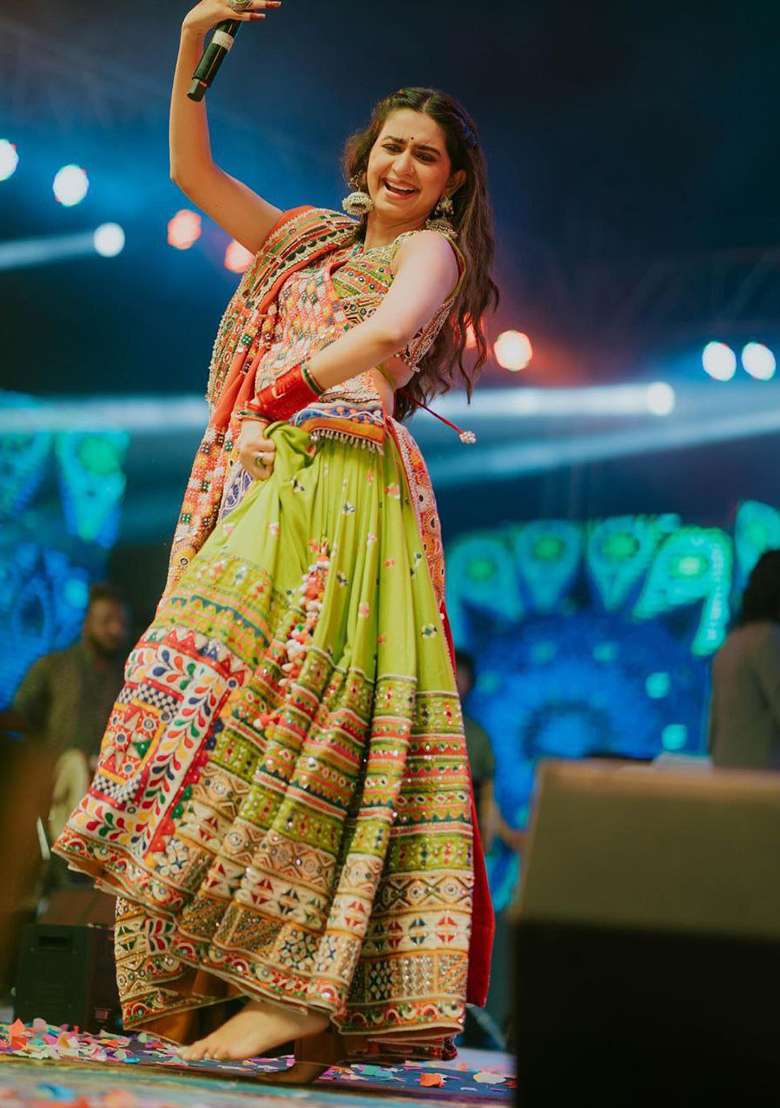 Multicolor Printed Silk Blend Chaniya Choli Set For Navratri And Garba for Diwali and Festive Wear - Indya