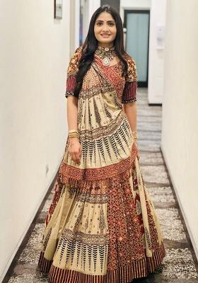 Multicolor Printed Silk Lehenga Set