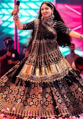 Multicolor Printed Silk Lehenga Set