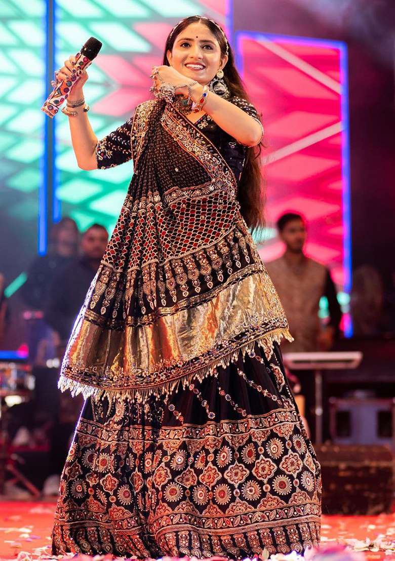 Multicolor Printed Silk Blend Chaniya Choli Set For Navratri And Garba for Diwali and Festive Wear - Indya