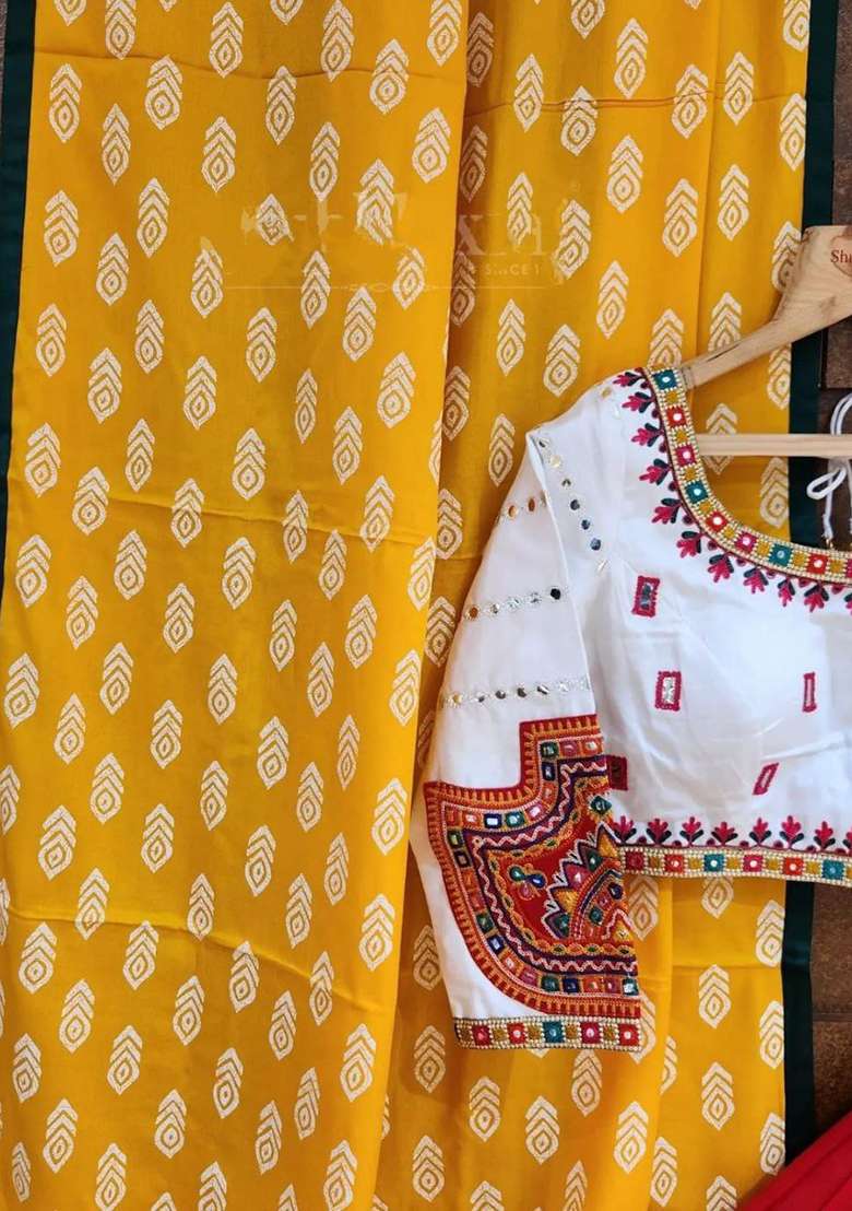 Multicolor Printed Silk Blend Chaniya Choli Set For Navratri And Garba for Diwali and Festive Wear - Indya