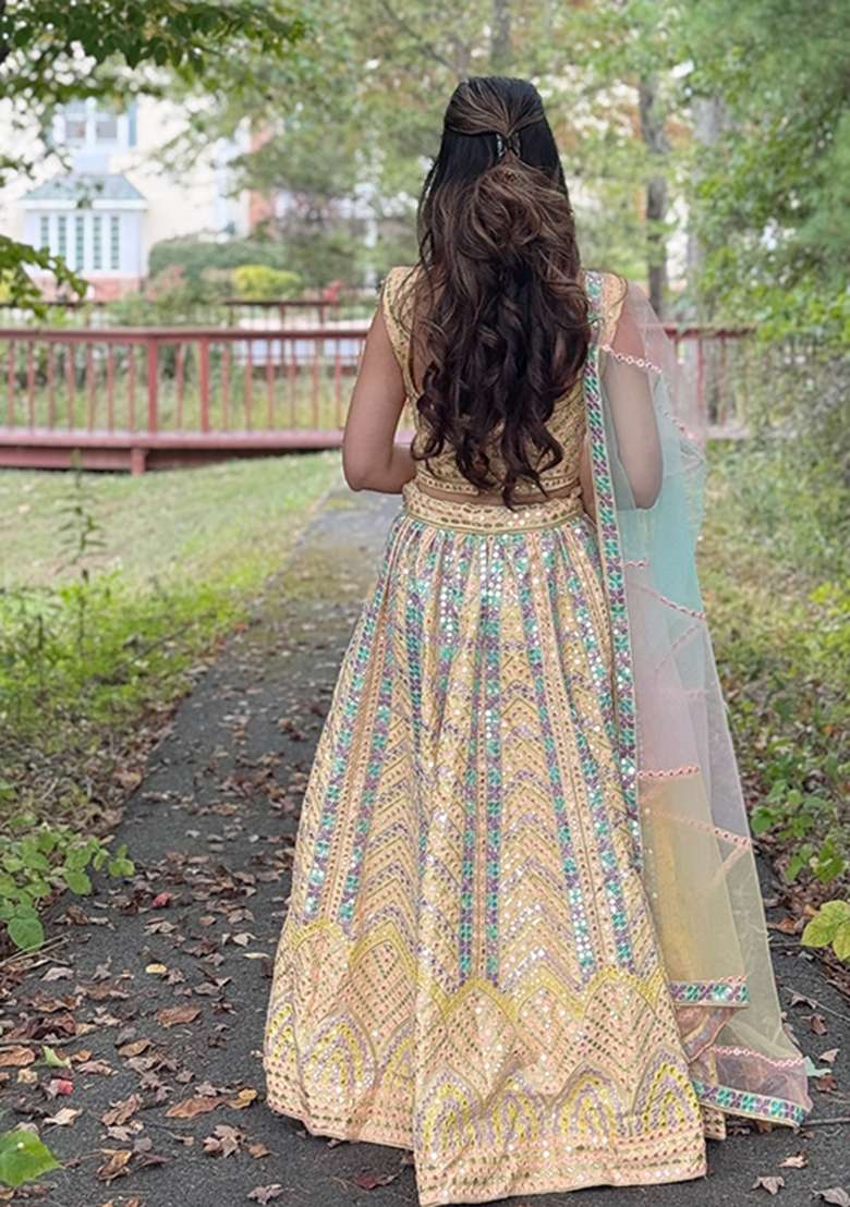 Yellow Embroidery Silk Lehenga Set - Indya