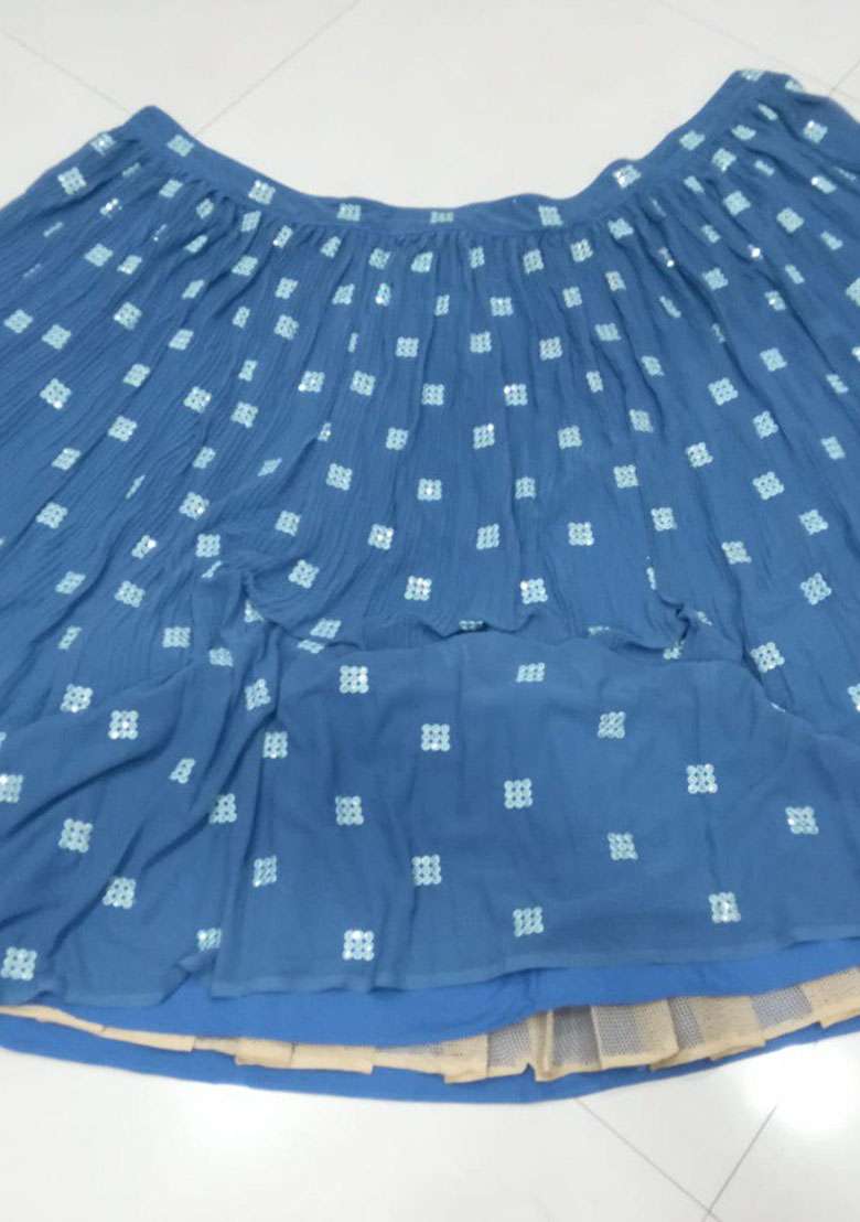 Blue Embroidery Georgette Lehenga Set for Diwali and Festive Wear - Indya