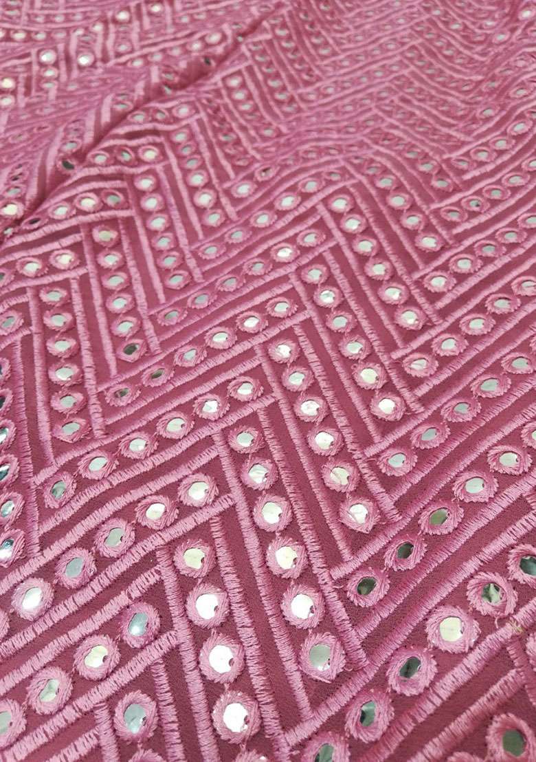 Pink Embroidery Georgette Lehenga Set for Diwali and Festive Wear - Indya