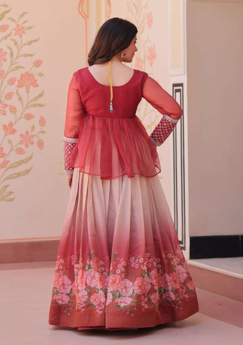 Gajri Printed Cosmos Lehenga Set - Indya