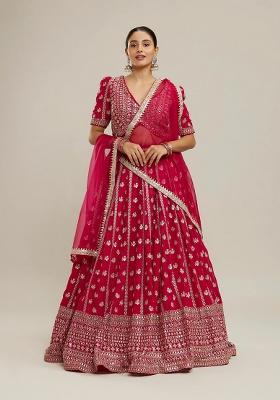 Pink Embroidery Georgette Lehenga Set