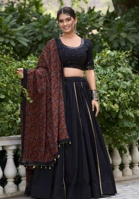 Black Gota Patti Cotton Lehenga Set