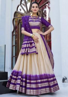 Off White Zari Work Chanderi Lehenga Set