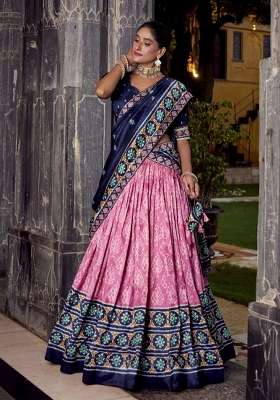 Pink Silk Blend Lehenga Set with Printed for Diwali | Wedding & Festive Wear