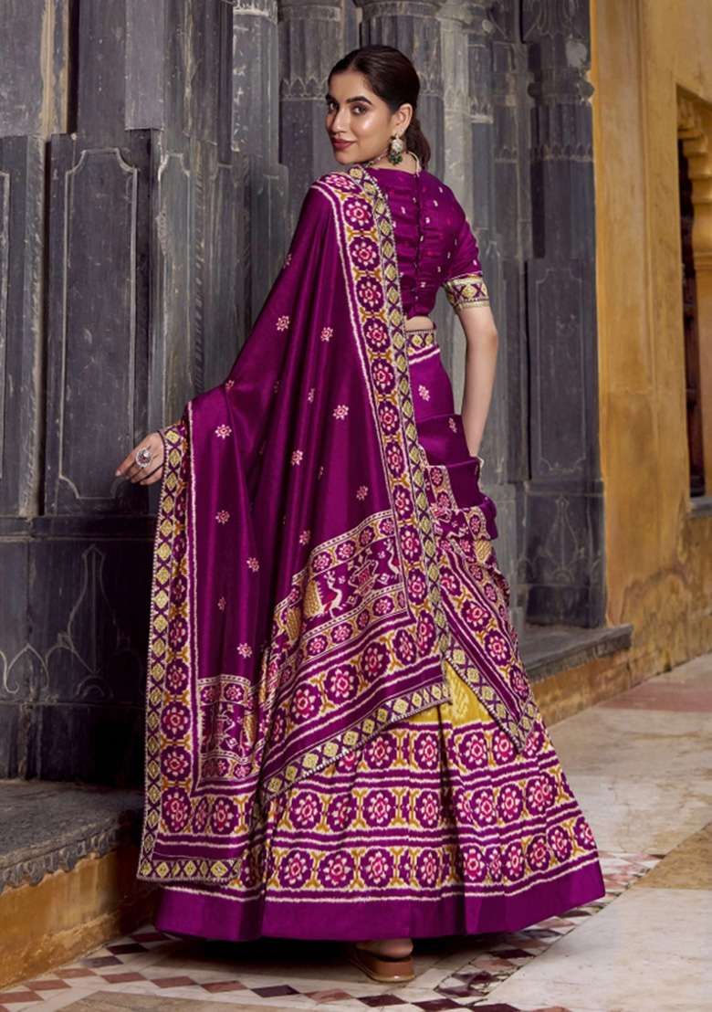 Mustard Yellow Silk Blend Lehenga Set with Printed for Diwali | Wedding & Festive Wear - Indya