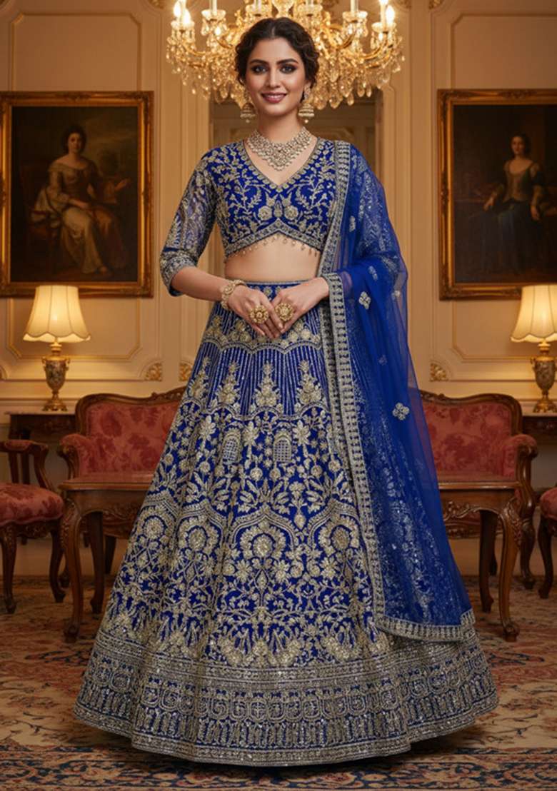 Dusty Rose Sequins Work Net Lehenga Set for Diwali and Festive Wear - Indya
