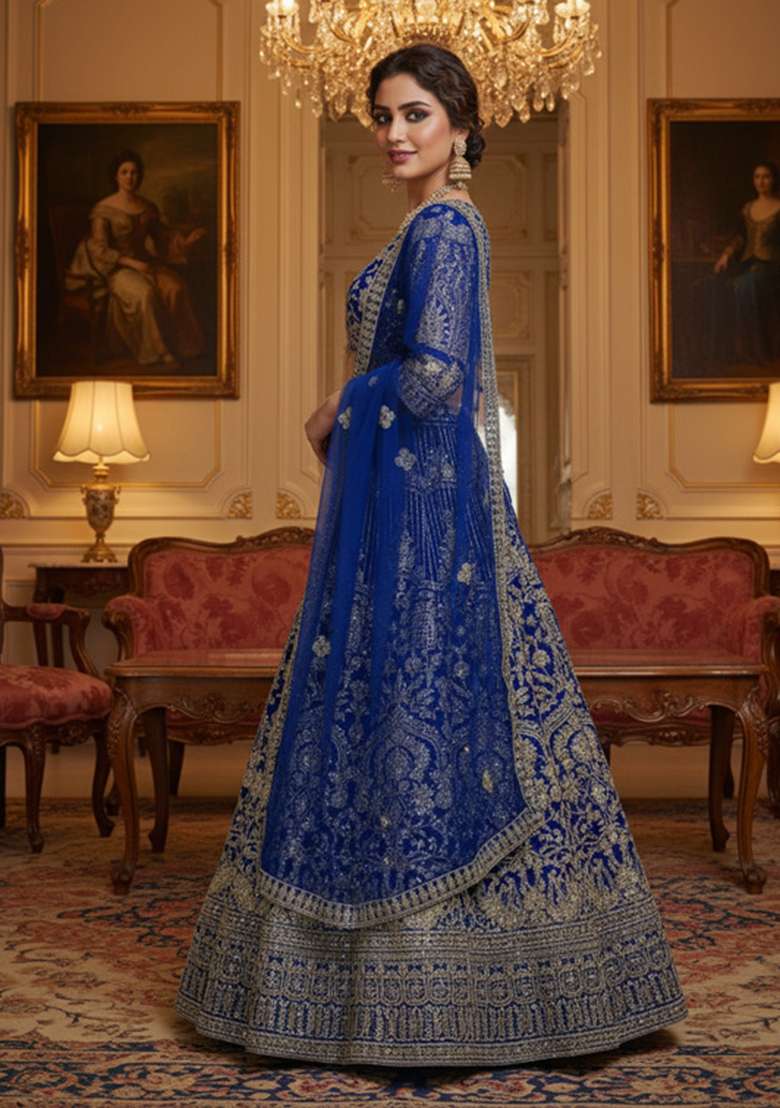 Dusty Rose Sequins Work Net Lehenga Set for Diwali and Festive Wear - Indya