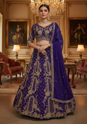 Pink Embellished Silk Lehenga Set