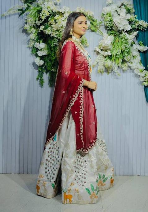 Rani Pink Embroidered Silk Lehenga Set